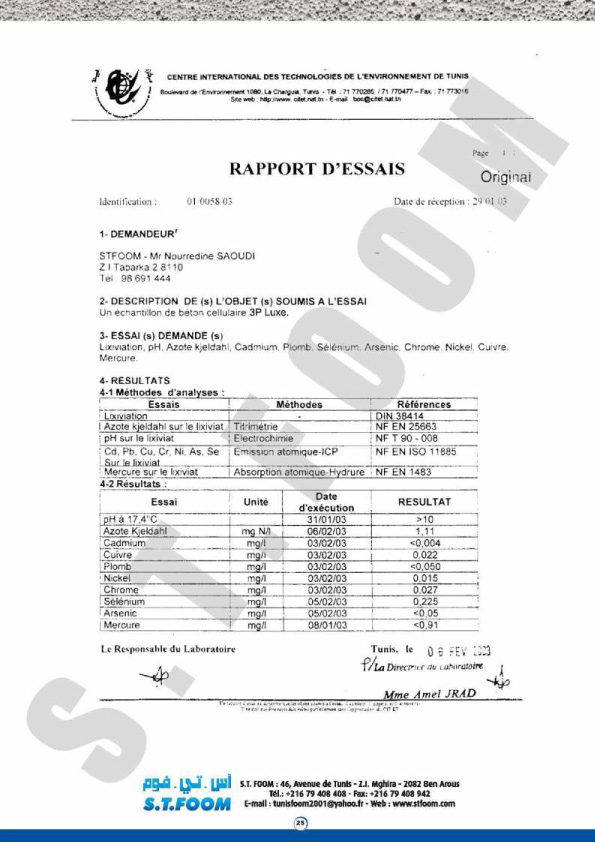 fiche technique beton cellualire STFOOM-26