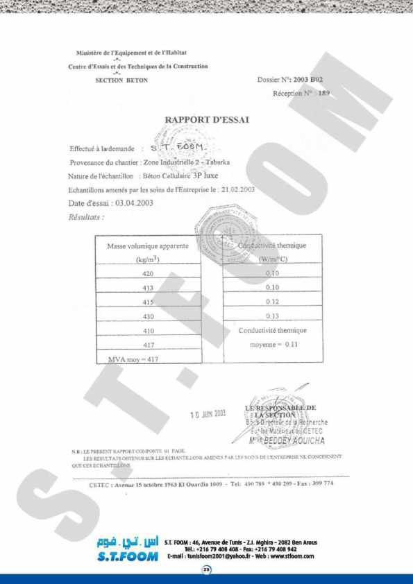 fiche technique beton cellualire STFOOM-29